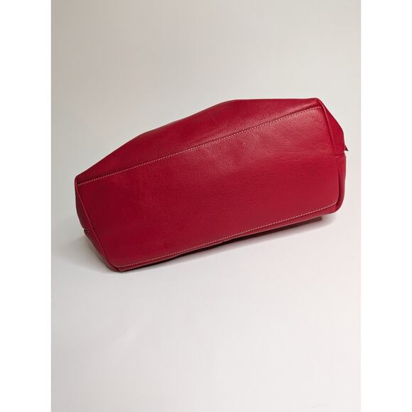 Dooney & Bourke Red Pebble Leather June Double Pocket Cinch Satchel Purse - Picture 9 of 14